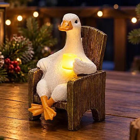 Lyeasw 7" Solar Outdoor Miniature Goose Garden Statue