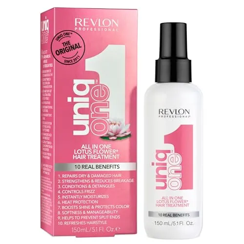 Revlon Professional UniqOne 10-in-1 Hair Treatment, Frizz Control, Heat Protection, Repair for Dry Damaged Hair, All Hair Types, Vegan