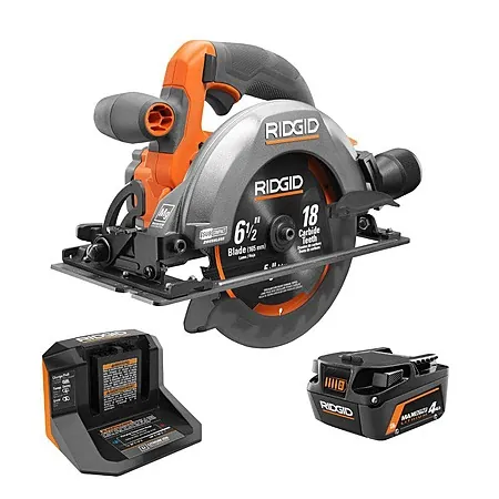 RIDGID 18V Cordless 6-1/2" Circular Saw Kit w/ 4.0Ah MAX Battery & Charger