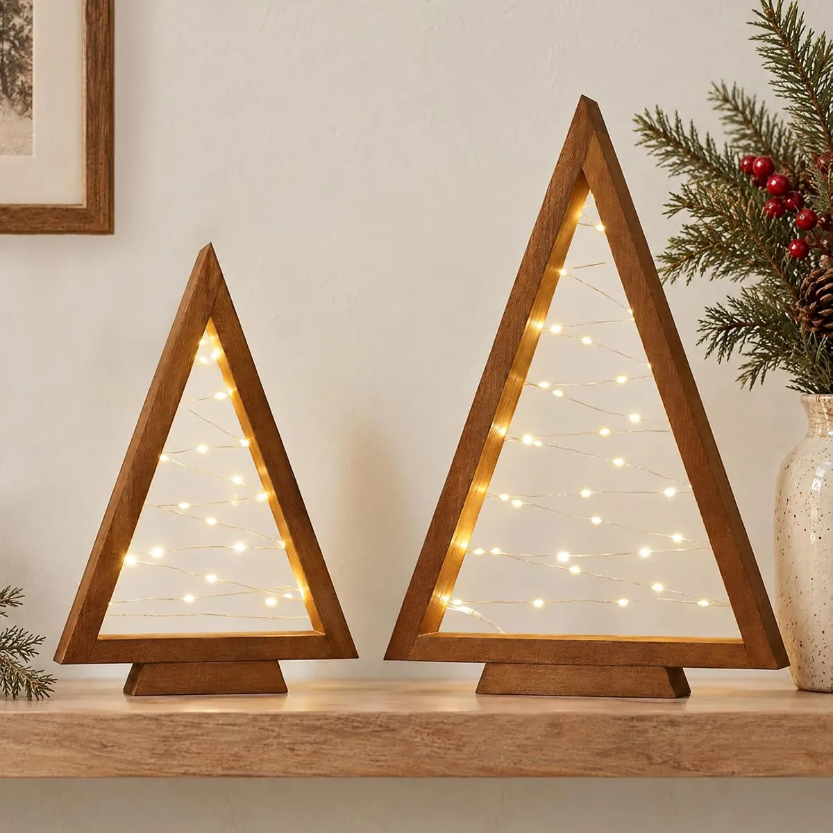 Wooden Light-Up Christmas Tree 2-Pack