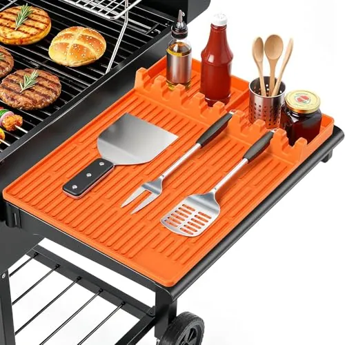 Silicone Grill Mat Compatible with Blackstone with Drip Pad, Orange