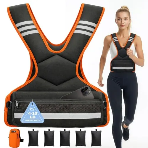 Adjustable Weighted Vest w/ Removable Iron Sand Weights 4-10 lb