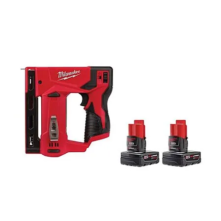 Milwaukee M12 3/8" 12V Crown Stapler w/ 2x 4Ah Batteries