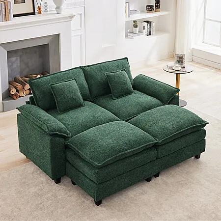 68" Ebern Designs Chenille Fabric Loveseat Sofa (Green)