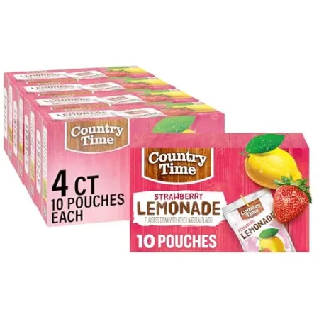 40-Count Country Time Strawberry Lemonade Ready to Drink Flavored Pouches