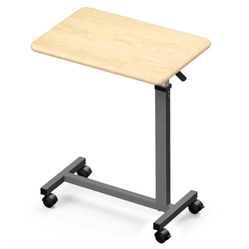 WOTURE Pneumatic Adjustable Overbed Table w/ Wheels 23.6" x 15.7"