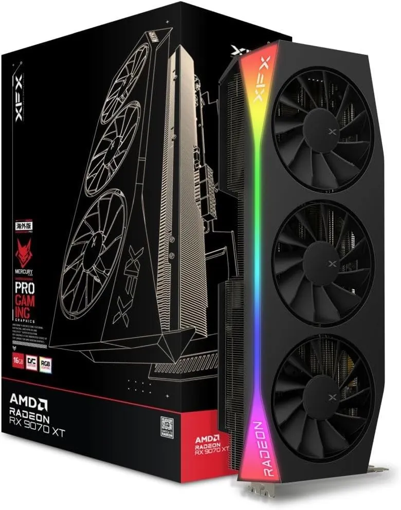 Amazon: XFX Mercury AMD Radeon RX 9070XT OC Gaming Edition with RGB 16GB GDDR6, HDMI 3xDP, AMD RDNA 4 RX-97TRGBBBA :