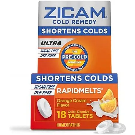 18-Ct Zicam Ultra Cold Remedy Zinc Rapidmelts (Orange Cream)