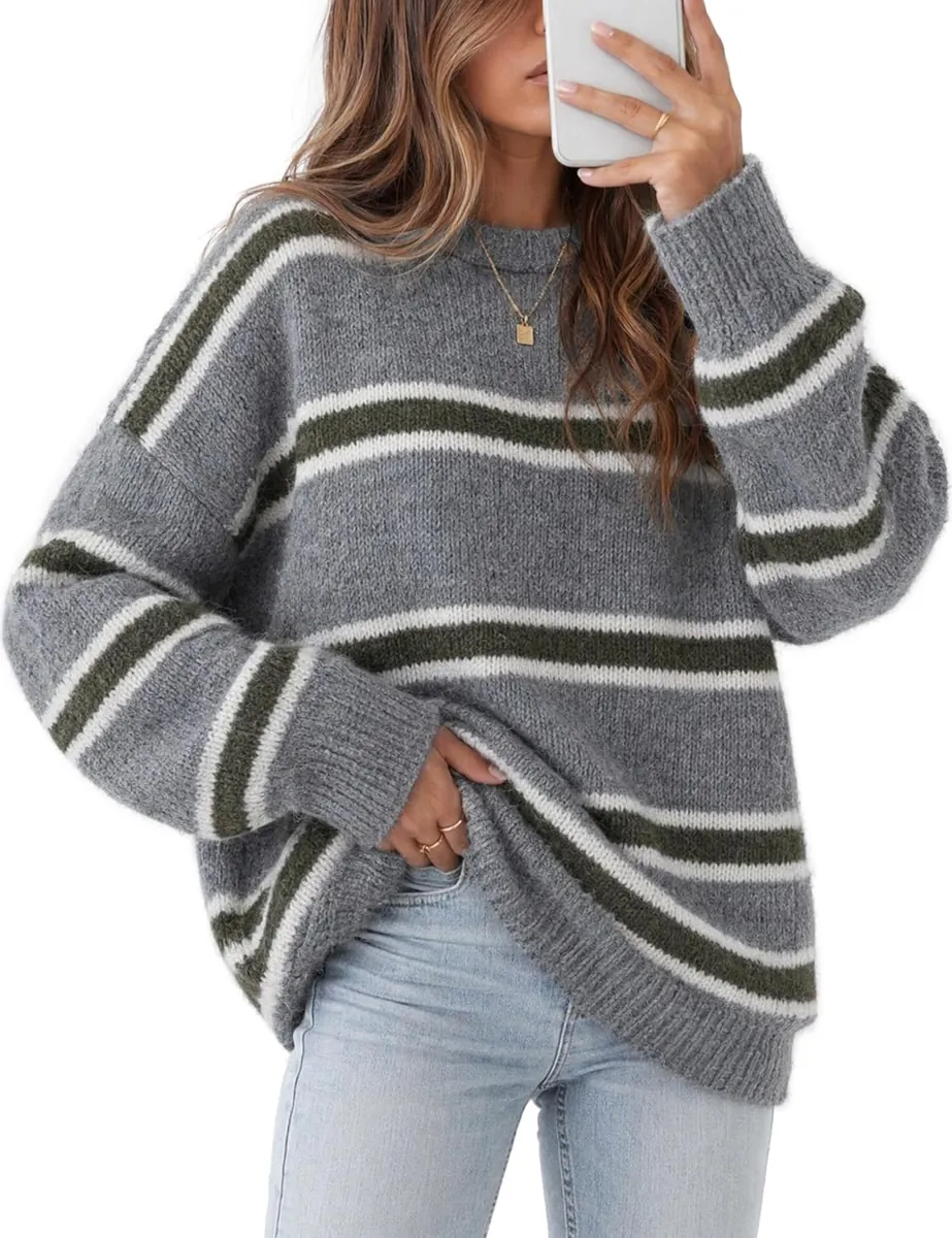 SOFTMUTED Oversized Striped Sweater