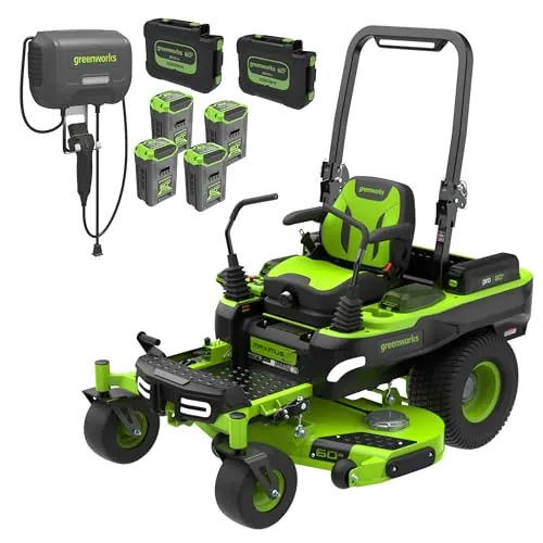 Greenworks 60V 60" MaximusZ Zero Turn Riding Lawn Mower with (2) 20.0Ah + (4) 8.0Ah Batteries