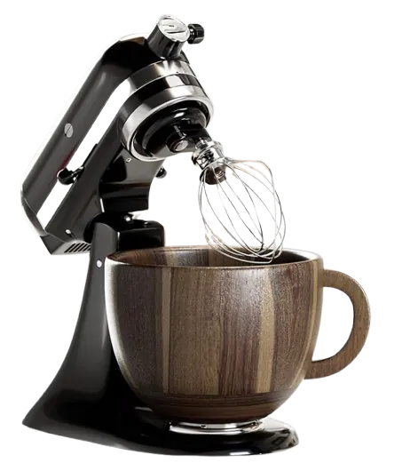 SpaceAid Wooden Bowl w/ Handle for Stand Mixer