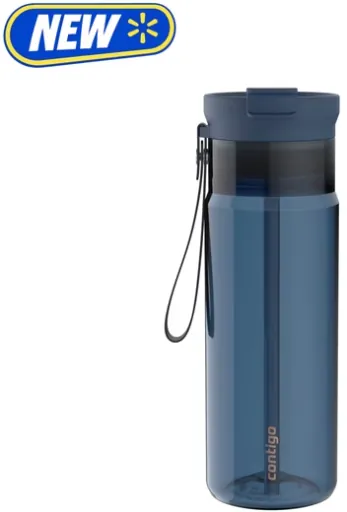 Contigo 24-Oz DualSip Plastic Water Bottle with Built-In Straw (Abyss Blue/Clear)