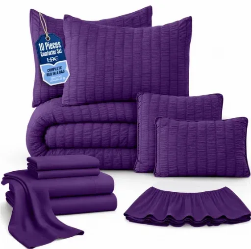 Lux Decor Collection 10 Piece Queen Comforter Set with Sheets