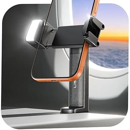 LISEN Phone Holder Travel Mount w/ LED Light for Planes & Travel