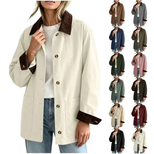 Button Down Contrast Collar Jacket