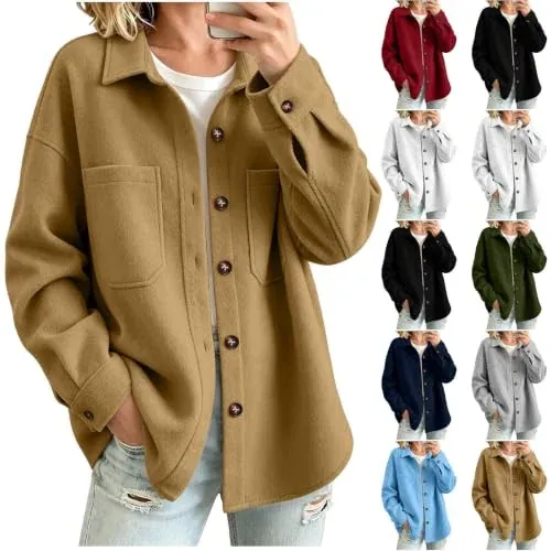 Button down Turn Collar Shirts Overcoat