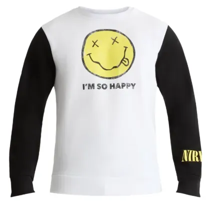 Nirvana Men's Smiley Graphic Crewneck Sweatshirt