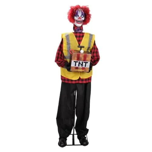 Haunted Hill Farm 5.7-Ft. Clown Courier Halloween Animatronic
