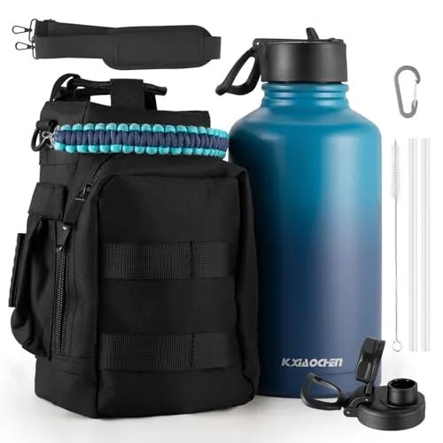 KXIAOCHEN 64-Oz 2-in-1 Insulated Water Bottle w/ Strap