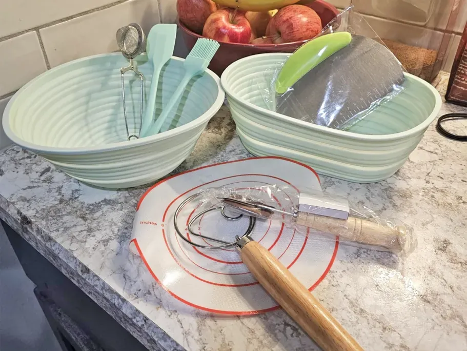 Sourdough Bread Proofing Basket Starter Set