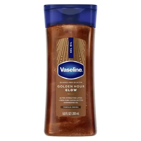 6.8oz Vaseline Glazed and Glisten Golden Hour Body Gel Oil