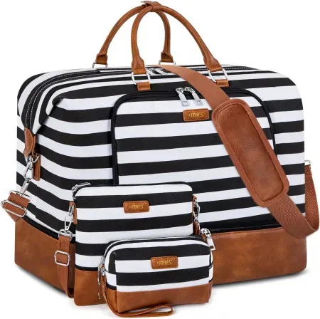 TIBES Travel Weekender Overnight Bag w/ Shoe Compartment