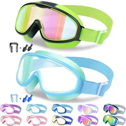 Vvinca Kids No Leaking Wide View Swim Goggles 2-Pack