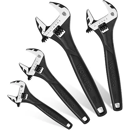 4-Pc WORKPRO Adjustable Wrench Set (6", 8", 10" & 12")