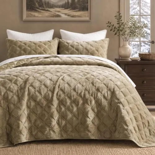 Wongs Bedding Velvet Comforter Quilt Set