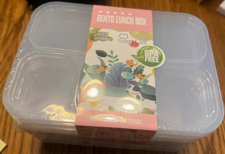 Bento Box 4 Compartment 5-Pack in White
