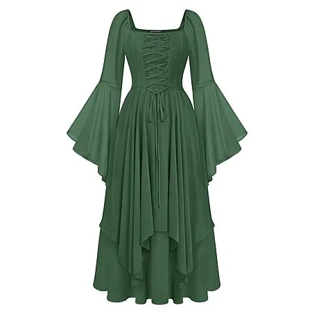 Scarlet Darkness Women's Bell Sleeve Square Neck Renaissance Maxi Dress (Various)
