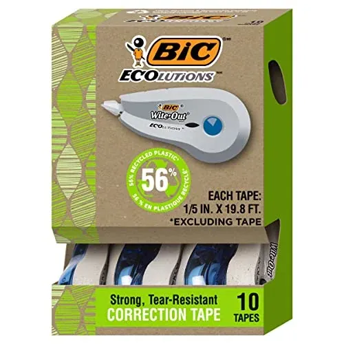 BIC Ecolutions Wite-Out Brand Correction Tape 10-Count Pack