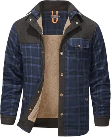 Haellun Long Sleeve Sherpa-Lined Flannel Shirt Men's Jacket