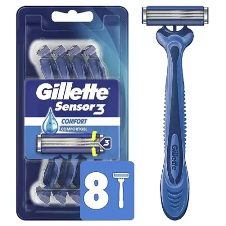 8-Count Gillette Sensor3 Comfort Disposable Razors for Men