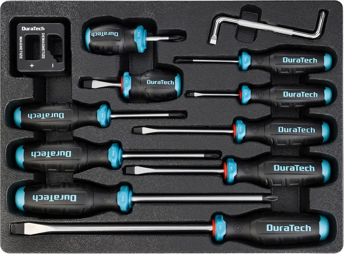 DURATECH 12-Piece Magnetic Screwdriver Set, S2 Alloy Steel Screwdriver Set