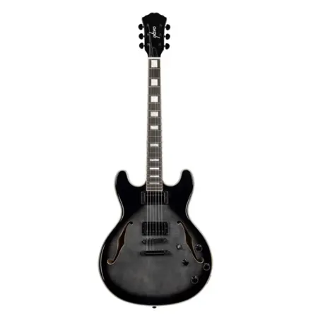 Monoprice Indio Boardwalk Flamed Maple Semi Hollow Body Electric Guitar (Charcoal)