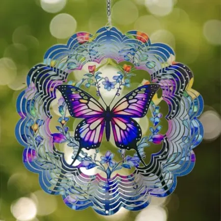 Eandisom 12" 3D Hanging Butterfly Outdoor Wind Spinner