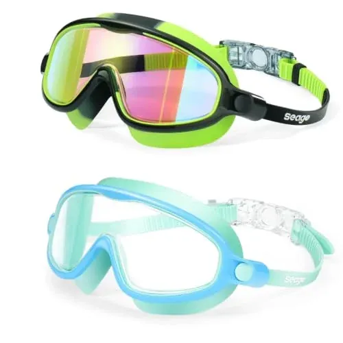 2-pack Anti-fog Wide Swim Goggles for Kids