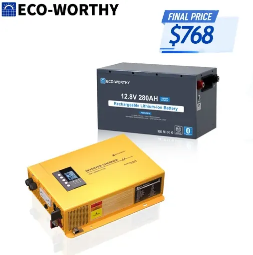 ECO-WORTHY 3000W 12V Inverter Charger + 12V 280Ah Bluetooth LiFePO4 Battery