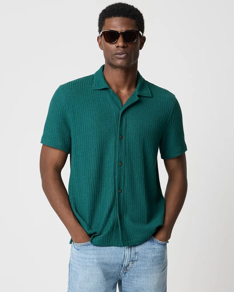 J.Crew Factory Short-Sleeve Textured Camp Shirt for Men