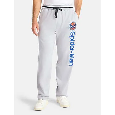 Spider-Man Men's Graphic Sweatpants w/ Embroidered Patch (Grey)