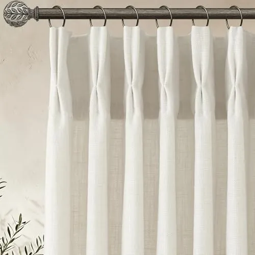 Xasuera 90" Pinch Pleated Linen Curtains 2-Panel Set for From $29 + free shipping