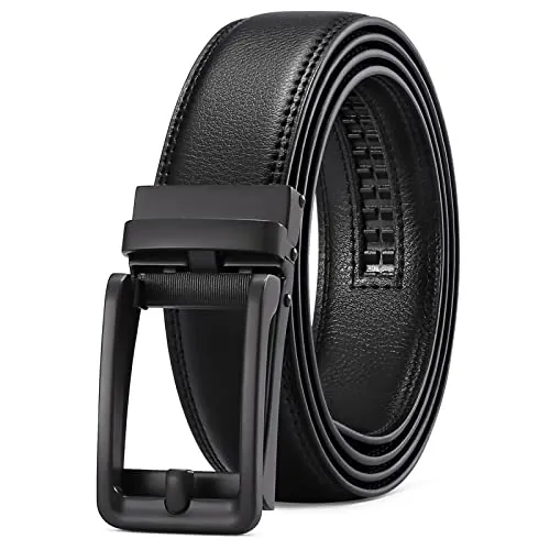 SENDEFN Men's Genuine Leather Ratcheting Belt 1 3/8" for 28-44" Waist