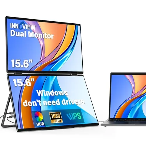 InnoView Portable Dual Monitor 15.6" 1920x1080 Dual Stacked Foldable Monitor