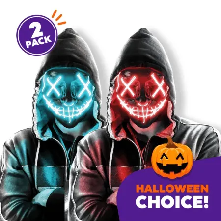 2-Pack JEEXI Scary Glow Halloween LED Mask