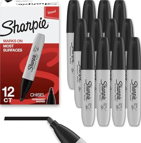 Sharpie Chisel Tip Permanent Markers 12-Count (Black)