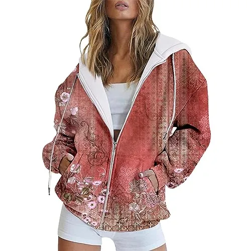 Long Sleeve Zip Up Hoodie Jackets