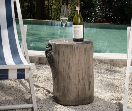 COSIEST Outdoor Antique Gray Faux Wood End Table