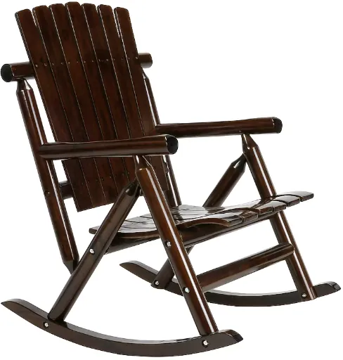 Style Selections Joyful Days Dark Brown Wood Frame Rocking Chair with Slat Seat
