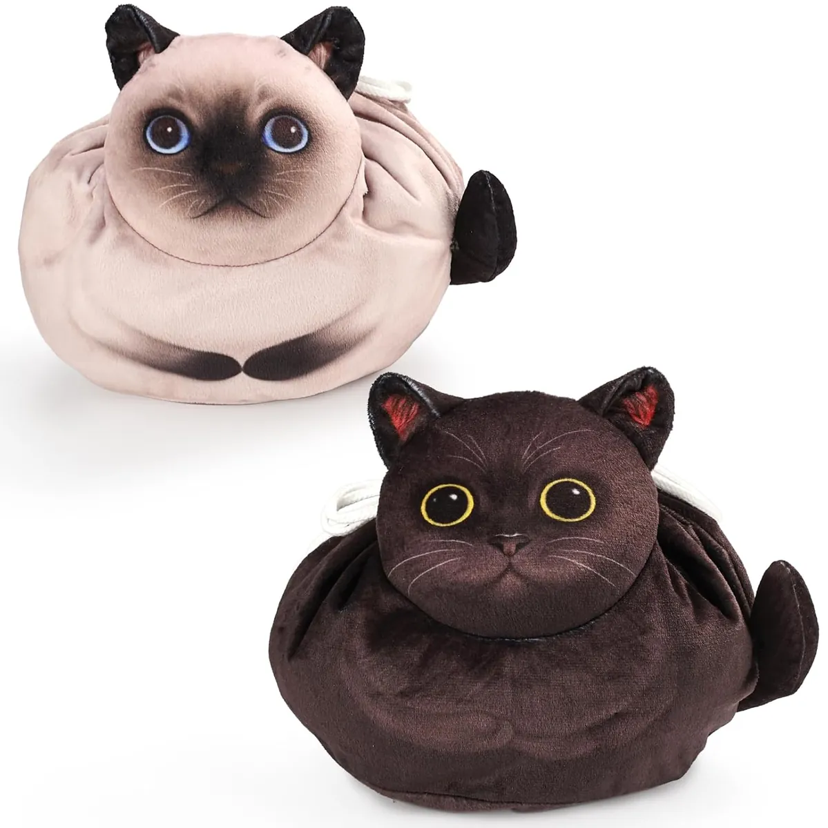 Cat Shaped Drawstring Makeup Bag 2-Pack